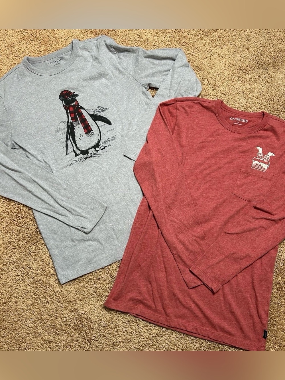 CrewCuts Long Sleeve T-shirts Boys XL 12-14 Winter Christmas Penguin School